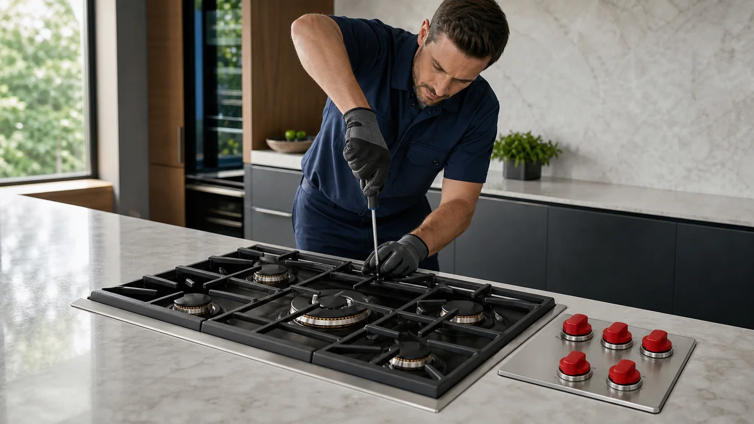 Built-in cooktop diagnostic visit in the service area